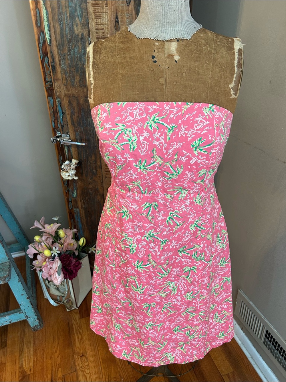 Lilly Pulitzer Pink Tropical Strapless Sundress | Size 12 - Vintage 1990’s - Picture 1 of 13